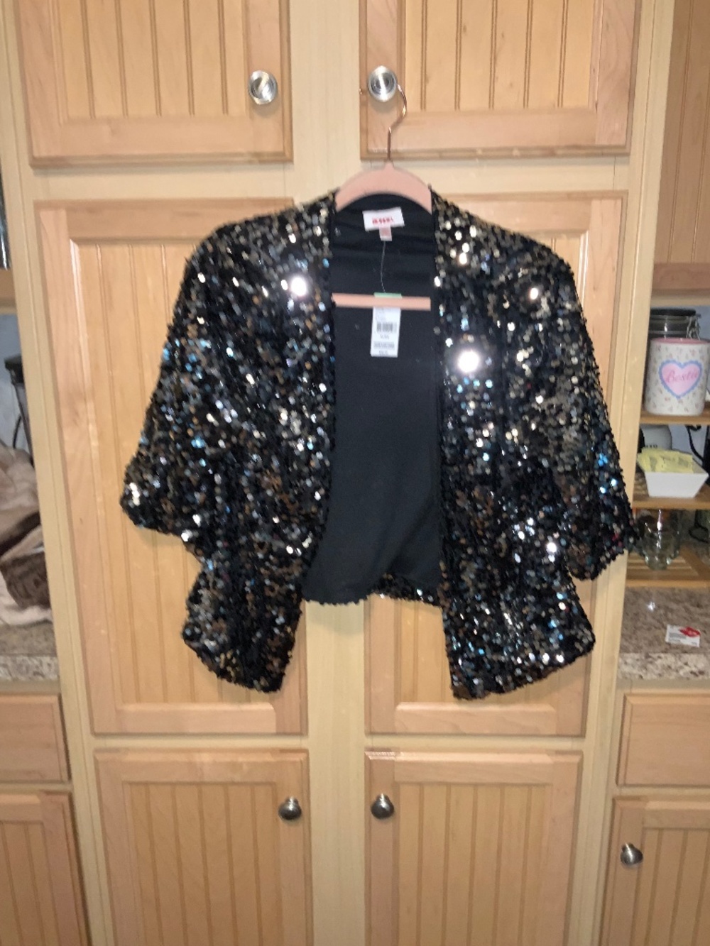 Women’s bongo short sleeve sequin cardigan nwt size xl